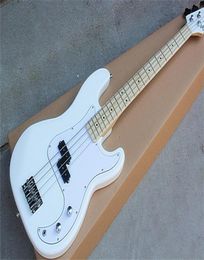 Whole Custom White 4 Strings Electric Bass Guitar with White PickguardChrome HardwaresMaple Fingerboardcan be customized9887882