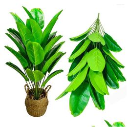 Decorative Flowers Wreaths 90Cm Tropical Plants Large Artificial Banana Tree Fake Plastic Palm Leaves For Home Outdoor Garden Decor Dr Dhots
