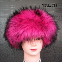 2023 Women Faux Fur Headbands Elastic Fluffy Warm Thick Winter Earwarmer Earmuff Men Snow Ski Hat Russian Hats Plush Cap