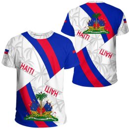 Oversized T-shirt Country Emblem Flag Caribbean Sea Haiti Island Retro Streetwear 3Dprint Funny Casual Short Sleeve Men/Women