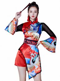jazz Dance Costume Chinese Style Hip Hop Natial Style Modern Dancing Dr Chegsam Drum-Playing Costume K0sL#