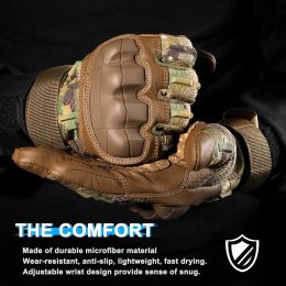 Tactical Full Finger Gloves Touch Screen Army Military PU Leather Combat Shooting Hunting Airsoft Work Protective Gear Men Women