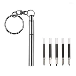 Keychains Portable Key Ring Stainless Steel Pen Telescoping Ballpoint Keychain Tool For Outdoor Travel