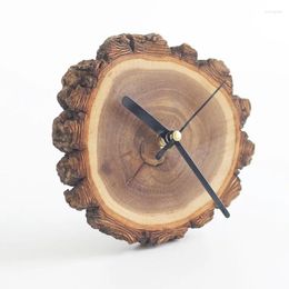 Table Clocks Creative Pure Natural Stump Wood Texture Desktop Small Clock