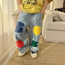 Trousers Children's 2024 Spring And Summer Korean Style Colorful Printed Jeans For Boys Girls Letter Denim Pants