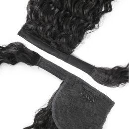 Aircabin Water Wave Ponytail Human Hair Wrap Around Ponytail Extensions Remy Hair Ponytails Clip in Hair Extensions 8-28 Inches