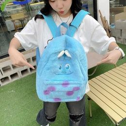 School Bags Korean Plush Cute Backpack 2024 Winter Fashion Casual Y2k Aesthetic Large Capacity Preppy Student Funny