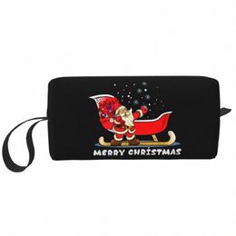 santa Claus Snowboarding Toiletry Bag for Merry Christmas Jingle Bells Makeup Cosmetic Organiser Ladies Storage Dopp Kit Case j3b5#