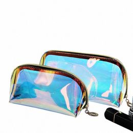 new Women Makeup Case Laser Cosmetic Bags Transparent Cosmetic Pouch Ladies Jelly Bag Portable Make Up Pouch Organiser x6AW#