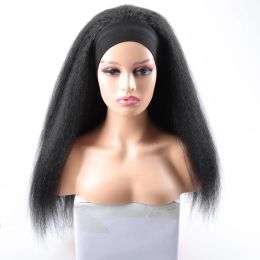 Wigs Synthetic Long Kinky Straight Headband Wig For Black Women Afro Synthetic Hair Wigs Headband Wig Blonde Black Red Purple