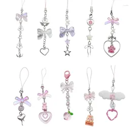 Keychains Bowknot Heart Phone Lanyard Wrist Strap Unisex Bow Backpack Pendant Jewelry Drop