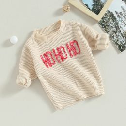 0-6y dzieci dzieci chłopcy dzianina sweter jesienne zimowe ubrania z długim rękawem litery miękkie ciepłe dzianinowe topy