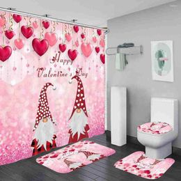 Shower Curtains Happy Valentine's Day For Lover Bathroom Decor Pink Red Heart Romantic Sets