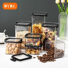 Storage Bottles Kitchen Transparent Box Square Moisture-proof Airtight Can Stackable Food Grade Whole Grain Tank Preservation Bo