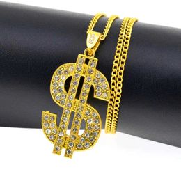 New necklace full of diamonds small dollar symbol Necklace hip hop nightclub mens and womens Pendant v1188 X6XQ