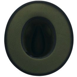 Big Size Outer black Inner Army green Wool Felt Jazz Fedora Hats with Thin Belt Buckle Men Wide Brim Panama Trilby Cap 56-60CM