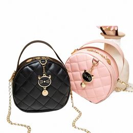 fi Lingge Crossbody Small Round Bag New Handbag Women's Cute Cat Decorati Female Single Shoulder Menger Bag t1Xx#