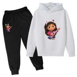 New Children's Hoodie Toddler Gabby Dollhouse Clothes Hoodie Pants 2 Pieces Cute Children's 4-14 Year Old Clothing Children's