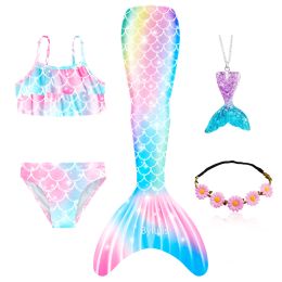 Girls Mermaid Tails Swimming Swimwear Swimmable Beach Clothes Little Children Mermaid Swimsuit Kids Halloween Cosplay Costumes