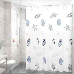 Shower Curtains Bathroom Shading Curtain Waterproof Translucent Bath Modern Plaid Printed Bathing Partition With Hooks