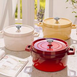 Bowls 1pc Enamelled Dutch Oven Pot With Lid (9.4'') Cast Aluminium Non-Stick Heavy Duty Stock