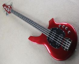 New 4 strings Metallic Red Body Electric Bass Guitar with Active CircuitChrome hardwareRosewood fingerboardoffer customize8283670