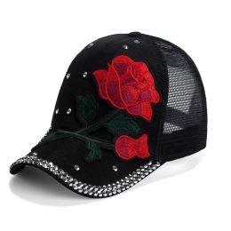 New Embroidered Rose Baseball Cap Sailor Dance Diamond Summer Women's All-match Casual Hat Sunshade Sun Hat