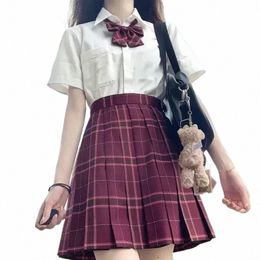 sailor Suit 2022 School Student Japanese Set Girl Plaid Uniform Seifuku Pleated Clothes P3wk#