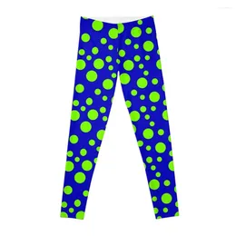 Active Pants Neon Green Polka _ Blue Bkgd Leggings Sports Woman Gym Female Legging Gym's Sportswear Tennis For Womens