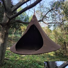 Camp Furniture Round Swing Hanging Chair Hammock Stand Rope Haa Seat Single Courtyard Outdoor Canvas Cacoon Tent Drop Delivery Sports Dhkje