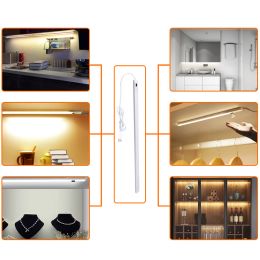 3 Colours Temperature Changeable LED Cabinet Lamp with Hand Scan Sensor Switch 30/40/50cm USB Cable Aluminium Closet Kitchen Lamp