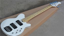 5 string bong ray white bass guitar basswood body black binding maple neck rose fingerboard fixed bridge active battery5875150