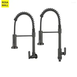 Kitchen Faucets Pull Out Faucet Low Lead Commercial Single Handle Down Sprayer Spring Cold Sink Black Taps