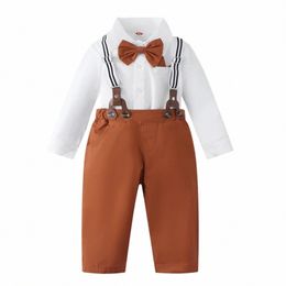 kids Boys Gentleman Outfit Lg Sleeve Clothes Sets for School Uniforms Birthday Party Outfits Christening Formal Suit T2X7#