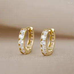 Hoop Earrings 2024 Bright Zirconia Lady Daily Wearable Accessories With Fashion Hollow-out Design Trendy Gold Colour Jewellery