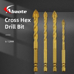 ABAOTE Cross Hex Drill Bit Set Saw Triangle Alloy Drill 6-12mm For Glass Cement Metal Ceramic Wood Plastic Hole Carbide Drills