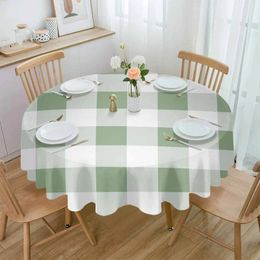 Table Cloth Green Checkered Pattern In Spring Waterproof Tablecloth Decoration Wedding Home Kitchen Dining Room Round