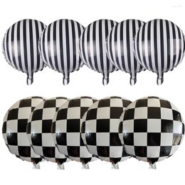 Party Decoration 10Pcs Chequered Racing Car Birthday Balloons Dirt Bike Motocross Decorations Supplies Black White Striped