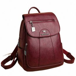 5 Colour Women Soft Leather Backpacks Vintage Female Shoulder Bags Sac a Dos Casual Travel Ladies Bagpack Mochilas School Bags a4cr#