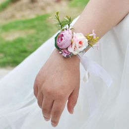 Party Decoration Wedding Prom Bridesmaid Wrist Flowers Fabric Hand Supply Accessories