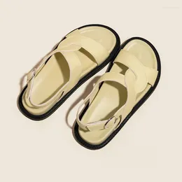 Casual Shoes Fashion Vintage Sandals Flat 2024 Summer Thick Sole Outerwear In's Trendy Buckle Beach Women's Students