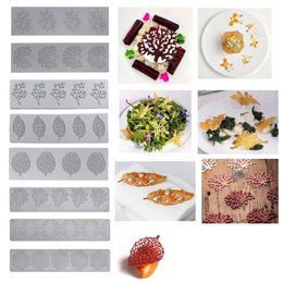 12 Styles LeafFlower Design Lace Mat Chocolate Fondant Mould DIY Sugar Craft Silicone Pad Cake Decorating Tools Kitchen Bakeware 240328