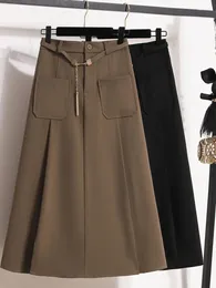 Skirts Plus Size 2024 Autumn And Winter High Waist A Word Suit Skirt Women'sKorean Design Sense Niche All-Match Long