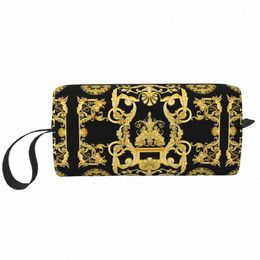 baroque Prints Greek Ornament GoldenMeander Meandros VINTAGE Makeup Bag Women Travel Cosmetic Organiser Storage Toiletry Bags c8G1#