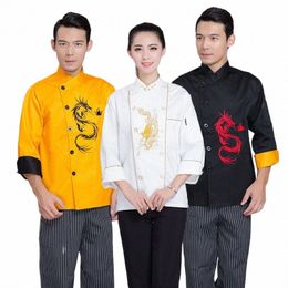 chef's Lg-sleeved Outfit Wear Work Clothes Unisex Overalls Hotel Kitchen Chef Uniform Restaurant Food Service E9Qm#