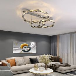2024 New Rings Lustre Modern Dimmable Crystal LED Ceiling Chandelier Light for Whole House Package Indoor Decor Lighting Fixture