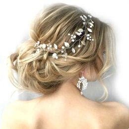 För kvinnor bröllop hår kammar hår tillbehör silver färg pärla strass tillbehör smycken brud huvudstycke hår gåva