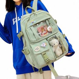 cute Women Backpacks Waterproof Multi-Pocket Nyl School Backpack for Student Female Girls Kawaii Laptop Book Pack Mochilas 13XL#