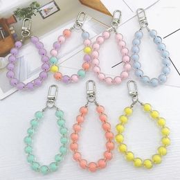 Keychains Colorful Bead Anti-Lost Phone Lanyard Key Chain Short Wrist Strap Pendant Women'S Hand-Held Earphone Case Charm Jewelry