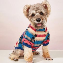 Dog Apparel Clothing Autumn And Winter Ins Style Cat Cute Striped Plush Hoodies Cross-border Supply Pet